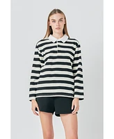 Grey Lab Women's Stripe Collar Sweatshirt