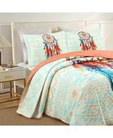 MarCielo 3 Piece Dream Catcher Quilt Bedspread Set Queen