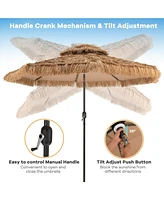 Givimo 10 Feet Hawaiian Style Solar Lighted Thatched Tiki Patio Umbrella