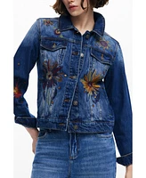 Desigual Women's Floral trucker denim jacket