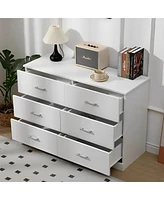 Sugift 6 Drawers Dresser Chest with Wide Storage Space for Bedroom-White