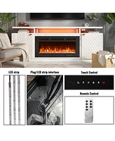 Boyel Living 36 in. Direct Vent Electric Fireplace Insert with Remote Control and Led Strip