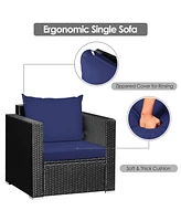 Skonyon 3 Pieces Patio Wicker Conversation Set with Cushion