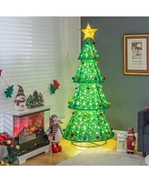 Costway Pop-Up Christmas Tree Pull-Up Artificial Xmas Collapsible Decoration 200 Lights