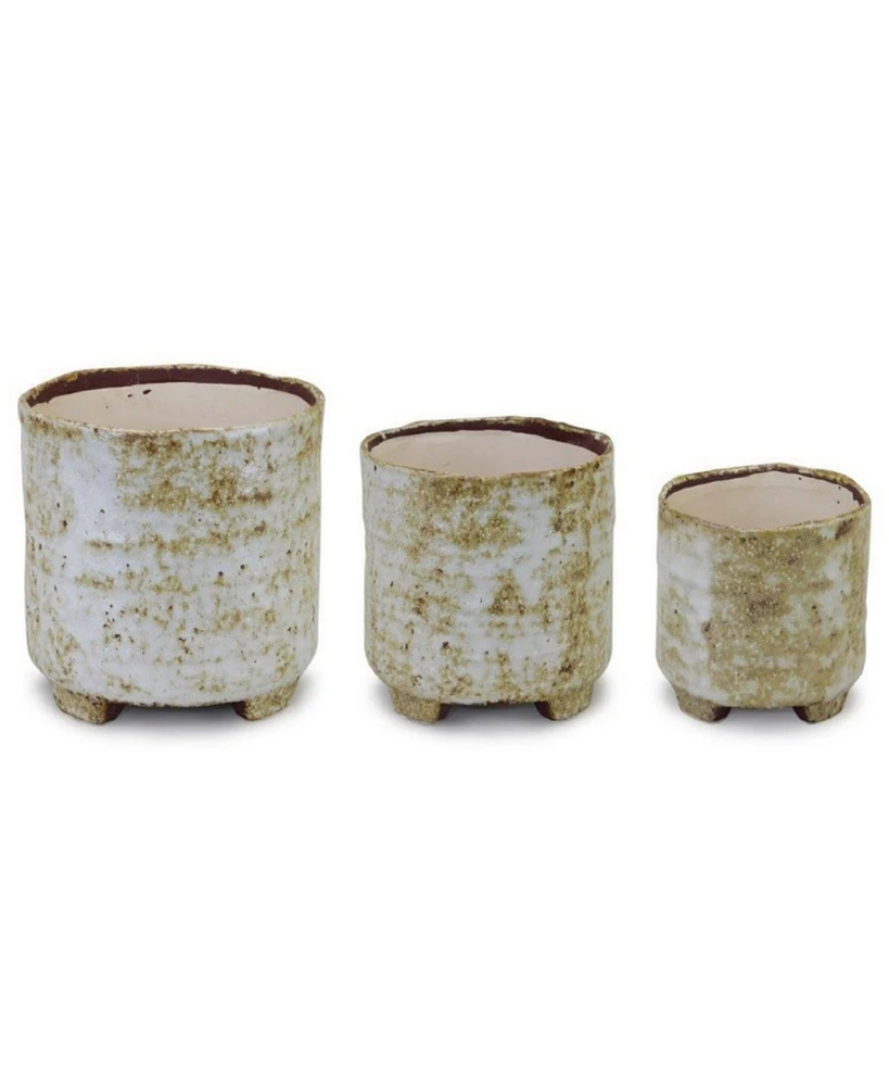 Slickblue Rustic Terra Cotta Footed Planter (Set of 3)