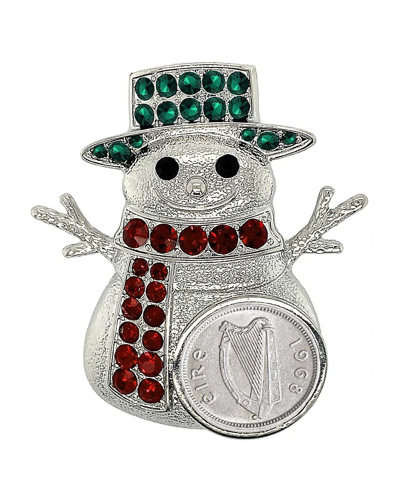 American Coin Treasures 17013 Irish Coin Snowman Brooch, Silver