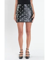 English Factory Women's Polka Dot Pu Mini Skirt