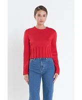 English Factory Women's Open Back Cropped Sweater