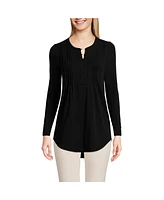 Lands' End Petite Long Sleeve Lattice Pintuck Tunic