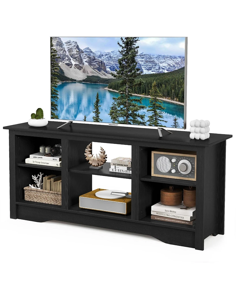 Gymax 58'' Tv Stand Entertainment Center w/ 3-Adjustable Shelves for 65'' Tv Black