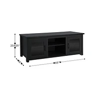 Merrick Lane Galena Traditional Full Glass Door 65" Tv Stand For Up To 80" Tvs