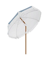 Outsunny Outdoor Patio Umbrella with Tilt, Vent, Fringed Ruffles, Flounce