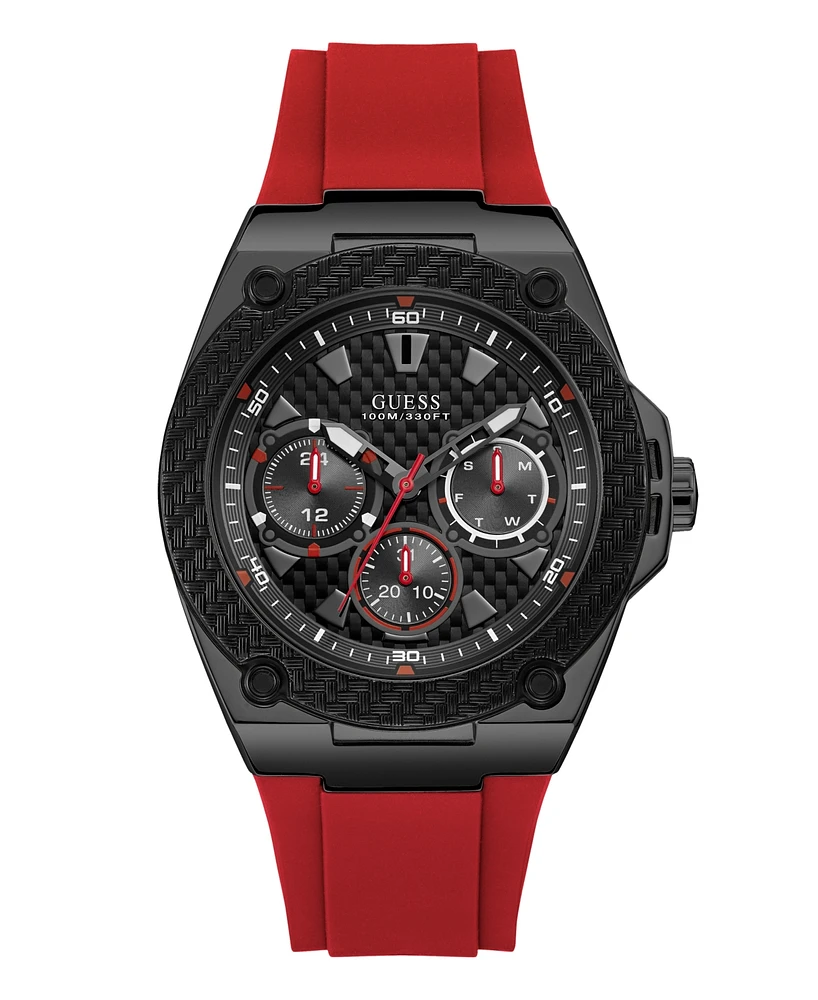 Guess Men's Multi-Function Red Silicone Watch, 45mm