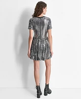 Dkny Women's Sequin Bubble Skirt Mini Dress