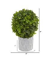 Slickblue Mini Boxwood Topiary Artificial Plant for Elegant Home Decor (Set of 3)