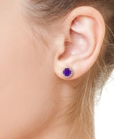 Effy Amethyst (1-5/8 ct. t.w.) & Diamond (1/5 Halo Stud Earrings 14k Rose Gold (Also Blue Topaz Citrine)