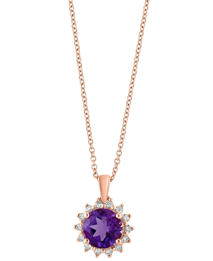 Effy Amethyst (1-7/8 ct. t.w.) & Diamond (1/6 18" Pendant Necklace 14k Rose Gold (Also Blue Topaz Citrine)