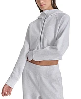 Dkny Sport Women's Full-Zip Cropped Fleece Hoodie