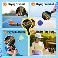 Wham-o Ultimate Paddle Ball Game 4 in 1, Indoor and Outdoor Wooden Racket Paddle Game Set