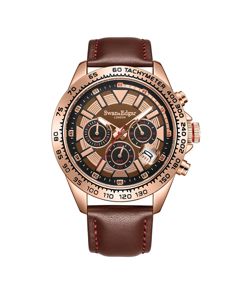 Swan and Edgar SE2001 Swan & Edgar Hand Assembled Speed Tracker Mechanical Quartz Rose Brown