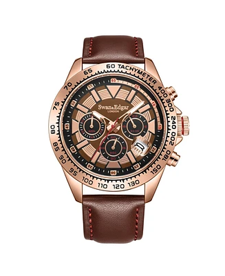 Swan and Edgar SE2001 Swan & Edgar Hand Assembled Speed Tracker Mechanical Quartz Rose Brown