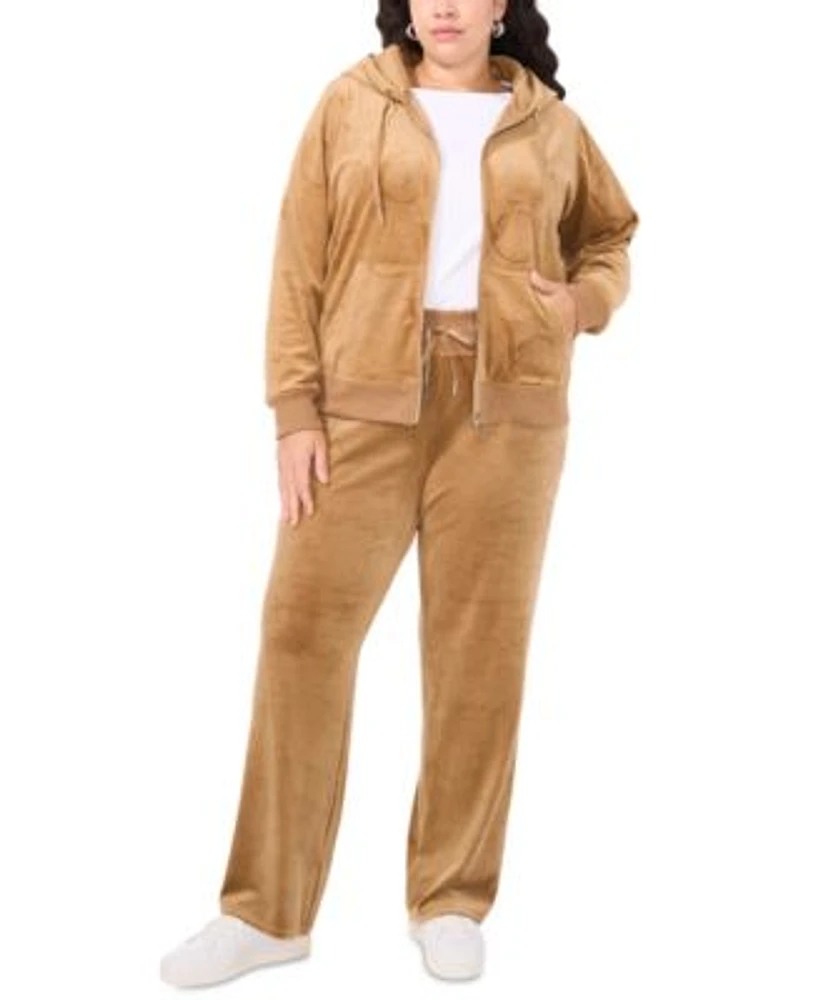 Vince Camuto Plus Size Velour Logo Embossed Hoodie Drawstring Waist Straight Leg Pants Created For Macys