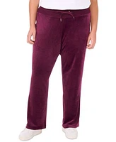 Vince Camuto Plus Size Velour Rhinestone Logo Hoodie Drawstring Waist Straight Leg Pants Created For Macys
