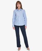 Tommy Hilfiger Women's Cotton Striped Embellished Long-Sleeve Shirt