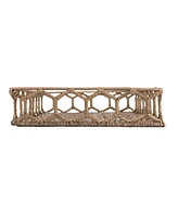 Jonathan Y Honeycomb 19.75" Rustic Bohemian Hand-Woven Rattan Tray, Natural