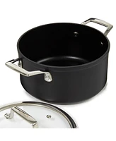 BergHOFF Essentials Non-stick Hard Anodized 10" Stockpot 5.3qt. With Glass Lid, Black