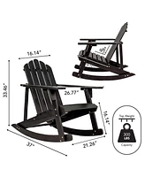 Jonathan Y Kiawah Outdoor Patio Classic Acacia Wood Adirondack Rocking Chair, Gray