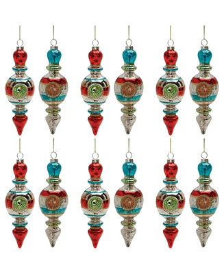 Slickblue Reflector Drop Ornament (Set of 12) 6.75"H Glass