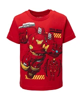 Marvel Toddler Boys Avengers Spider-Man Mech Strike 4 Pack Cosplay Athletic T-Shirts to (2T