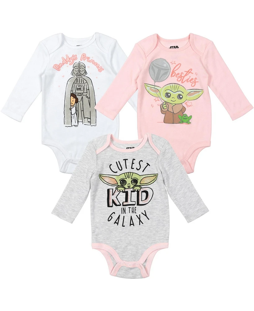 Starwars Baby Girls Star Wars The Mandalorian Baby Yoda 3 Pack Bodysuits Newborn to