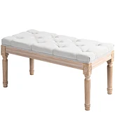 Homcom 32" End of Bed Bench, Upholstered Bedroom Bench, Cream White