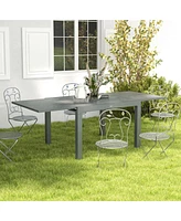 Outsunny Extendabl Outdoor Dining Table, Aluminum Frame Garden Table, Gray