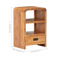 vidaXL Bedside Table 15.7"x11.8"x23.6" Solid Acacia Wood Honey Finish