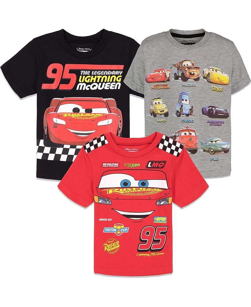 Disney Boys Pixar Cars Tow Mater Lightning McQueen 3 Pack T-Shirts to