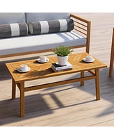 Outsunny Outdoor Coffee Table for Garden Backyard, Acacia Wood