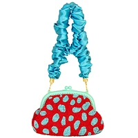 Ariela Arnoldi Hand-beaded Clutch Bag In Red & Turquoise Blue