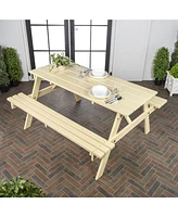 Jonathan Y Shoreham 55" Modern Classic Outdoor Wood Picnic Table Benches with Umbrella Hole