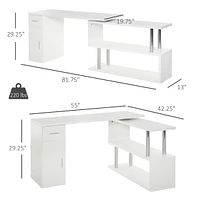 Homcom L-Shaped Computer Desk Workstation with Storage Shelves and Cabinet