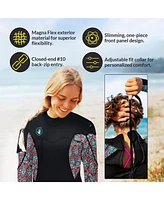 Body Glove Stellar 2mm Womens Back Zip Springsuit Boy Leg - Black Turquoise