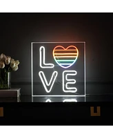 Jonathan Y Love Square Contemporary Glam Acrylic Box Usb Operated Led Neon Light