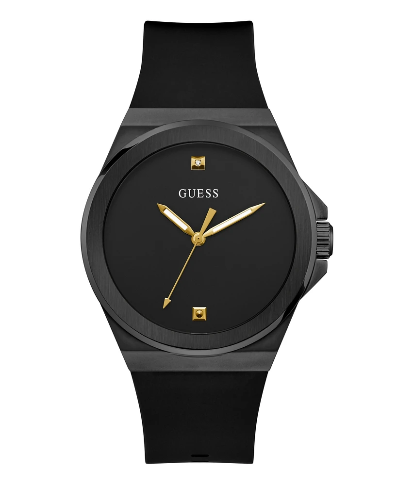 Guess Men's Analog Black Silicone Watch 44mm