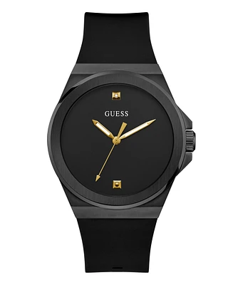 Guess Men's Analog Black Silicone Watch 44mm