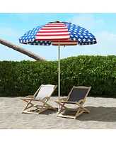 Outsunny 5.7' Outdoor Beach Umbrella with American National Flag Design