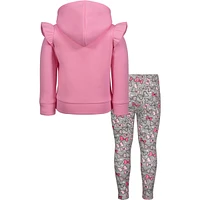Disney Little Girls Fancy Nancy Pullover Fleece Hoodie and Leggings Outfit Set to