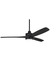 52" Windspun Modern 3 Blade Ceiling Fan with Dimmable Led Light Remote Control Matte Black Solid Wood for Living Room Kitchen House Bedroom Family Din