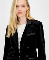 Tahari Asl Women's Velvet Faux Double-Breasted Jacket